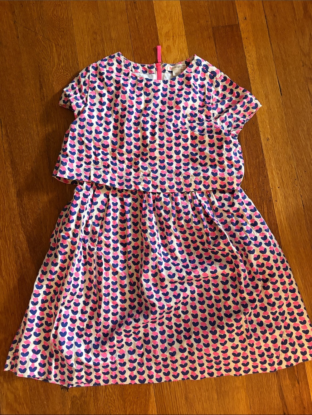 Crewcuts Pink and Navy Heart Print Casual Dress